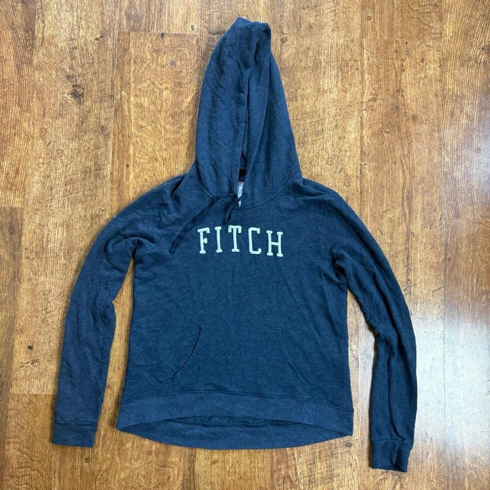Abercrombie & Fitch Navy Blue Logo Pullover Hoodie Sweatshirt Womens Small